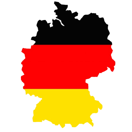 Map of Germany illustrated in the colors of the German flag