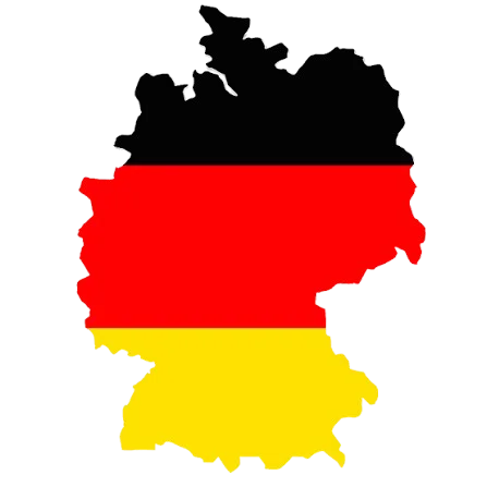 Map of Germany illustrated in the colors of the German flag